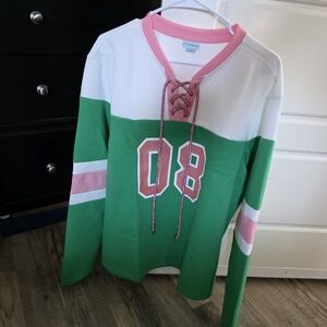Alpha Kappa Alpha Green & Pink Hockey Jersey - XL